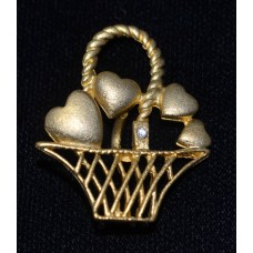 Charm Gold Plated - Basket with Hearts