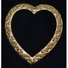 Brass Charms - Heart Large Etched