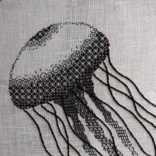 The Art of The Needle Blackwork Shaded Jellyfish Embroidery Kit